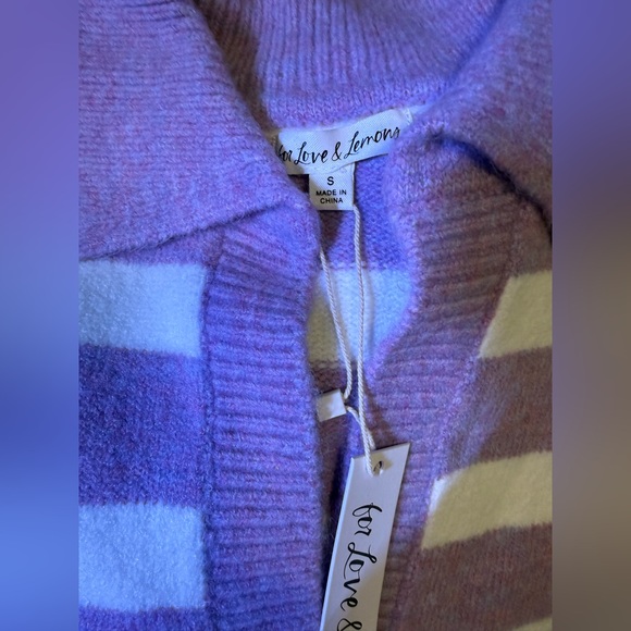 For Love&Lemons Maud Boxy Crop Sweater - Purple - Picture 8 of 9